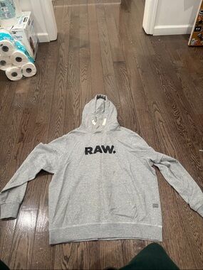 G-Star Light Gray Hoodie with BLACK RAW Logo